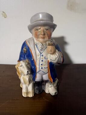 19th Century Toby Jug Man with Dog and Pipe 7"